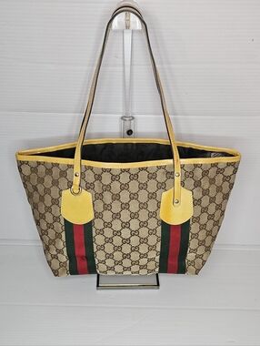 Gucci GG Canvas Sherry Line Jolicoeur Brown Tote Bag | Shopper Handbag